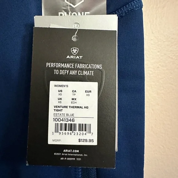 Ariat Tek Compression Fit Equestrian Tights in Dark Blue New with Tags - Picture 3 of 10